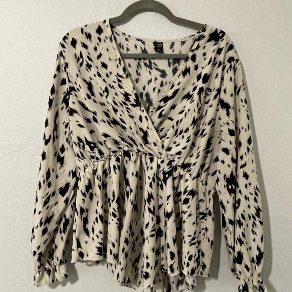 Shein black and white blouse